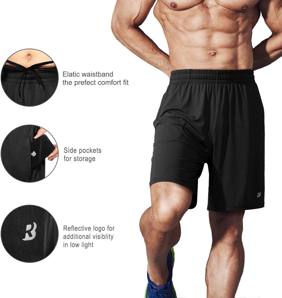 Roadbox Men's Workout Shorts - Quick Dry Athletic Gym & Running Shorts | 7-Inch with Pockets, 2-Pack