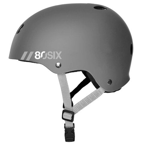 80Six Dual Certified Kids’ Helmet with Knee Pads, Elbow Pads, and Wristguards, Grey and Blue, Junior - Ages 5+