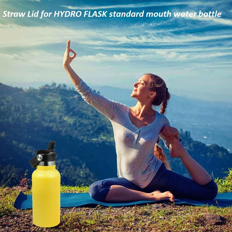 Replacement Straw Lid for Standard Mouth Bottles - Black