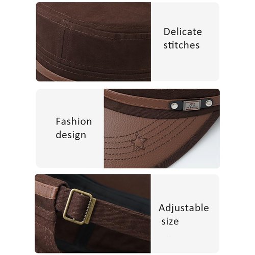 YeeHeen Cadet Army Cap for Men Women Twill Military Corps Hat Flat Top Cap Brown