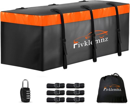 Cargo Carrier Bag by Hitch Mount - 100% Waterproof, 20 Cubic Feet, 6 Straps & Lock | Fits All Vehicles