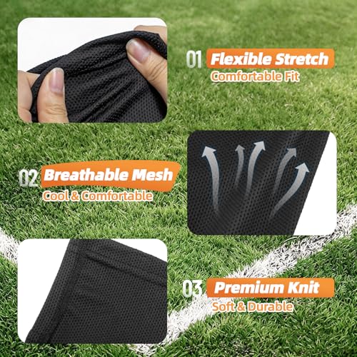 Shin Guard Sleeves 2 Pairs, Soccer for Kids & Youth Ages 3-15