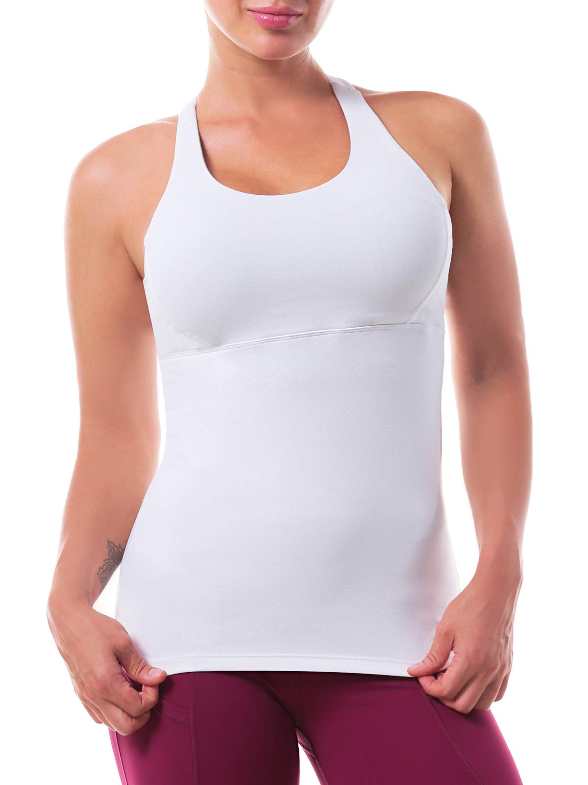 Ritiriko Women’s Yoga Tops Activewear Workout Shirts Sports Racerback Strappy Tank Tops with Built-in Support Bra