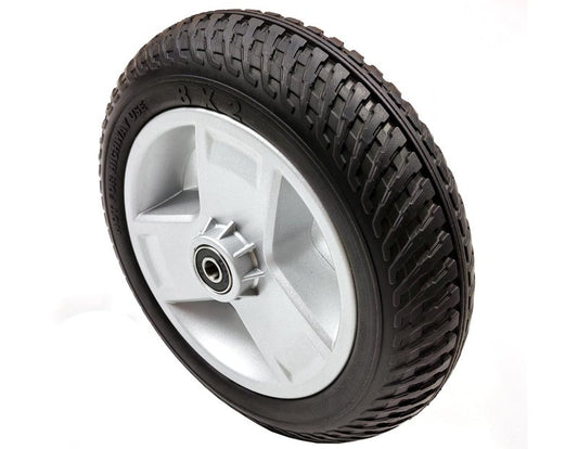 Mobility scooter replacement wheel,8"x2" (200x50) Flat-Free Front Wheel Tri-Spoke Rim for Go-Go & Pride 3-Wheel Travel Mobility Scooters (WHLASMB1872),W/bearing,Silver+Black,1Ea