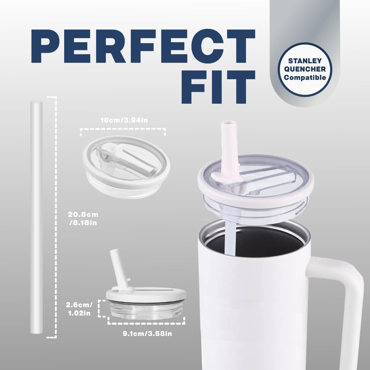 Leak Proof Lid for Stanley 40 oz – Flip Straw Cup Top Replacement for No Spill Sipping – 2 Pack Stanley Compatible Cup Accessories with Smooth Flow, Strong Seal & Hot/Cold Retention