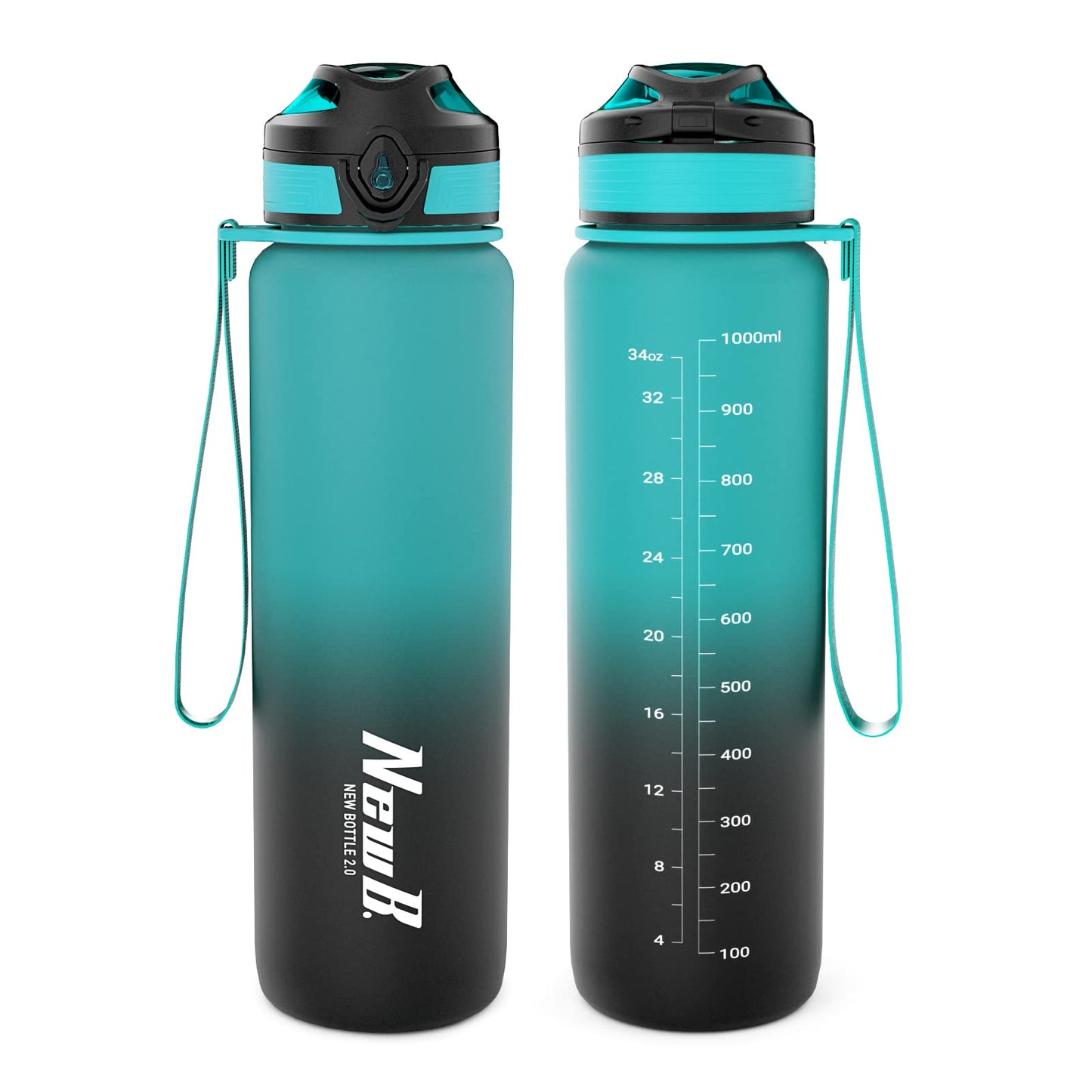 Pluralla One Touch Sport Water Bottle (Pack of 1) with Carry Handle, Leak Proof, Flip Top Lid, BPA Free, Tritan Material Water Bottle, Ideal Gift for Travel, Gym and Outdoor Fitness | 22 oz, 34 oz
