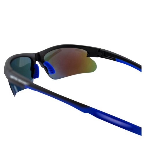 Optic Edge Fireball Wraparound Sports & Motorcycle Sunglasses for Men or Women Semi-Rimless Matte Black Frame w/Dielectric Blue Mirror Lens