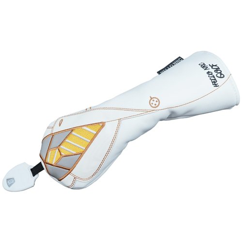 Gbourly Embroidery Pattern Suit Golf Club Hybrid Head Cover Thick PU Leather and Soft Lining Clubs Headcovers, White
