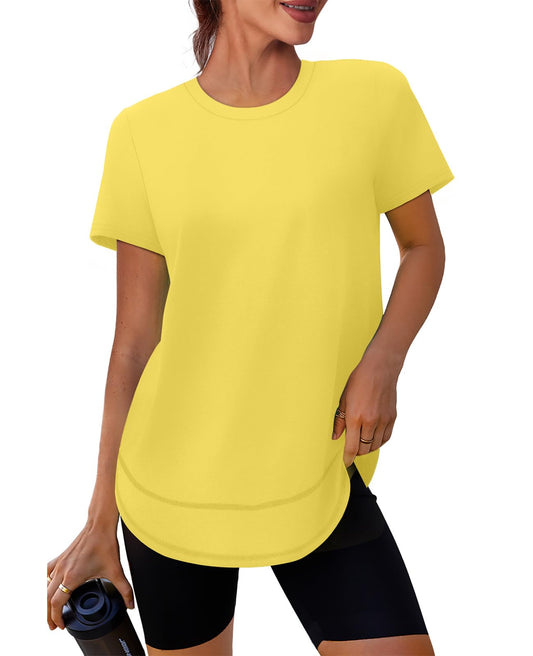 Oversized Tshirts for Women Dry Fit Plus Size Spring Clothes Summer Athletic Tops Workout Shirts Crewneck Blue 3XL
