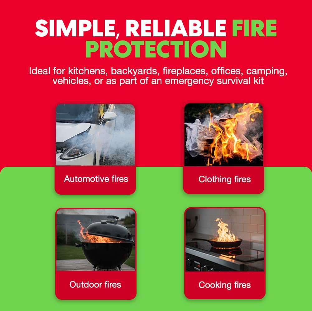 BURNBUSTER Emergency Fire Blanket - ASTM Certified Fire Suppression Blanket for Home, Kitchen, Grill, Camping, Car & More - 40" x 40" Flame Retardant Fabric, No Mess, Easy Deployment