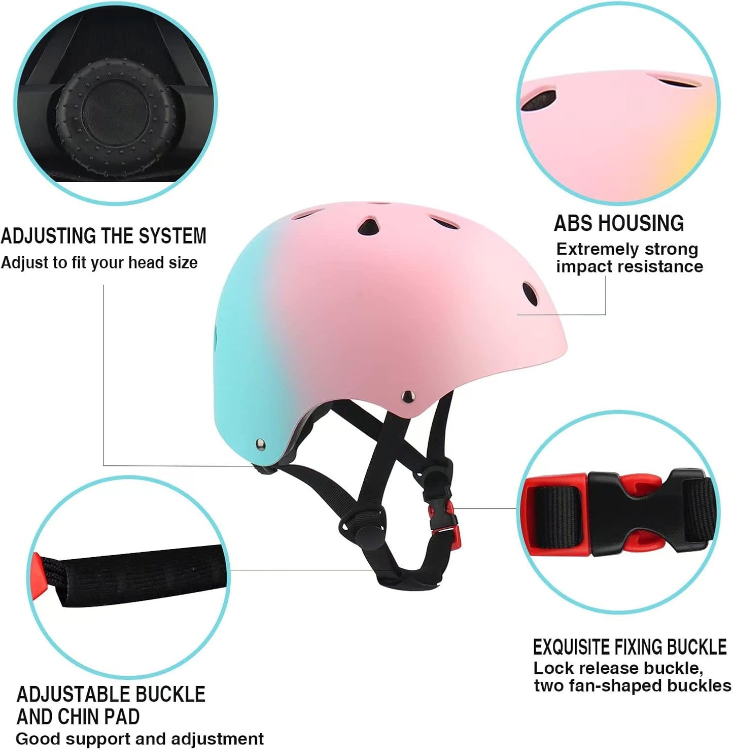Skiennix Adjustable Kids Bike Helmet - Color Gradient Design for Ages 3-14 | Safe for Biking & Skating