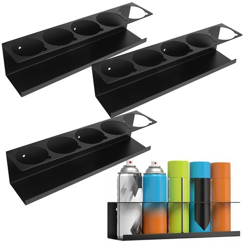 DORMIYA 4 Pcs Spray Can Holder Organizers, 5-can Wall-Mounted Aerosol Can Storage Racks with 3" Openings, Heavy-Duty Metal Paint Bottle Organizers for Garage, Shop, Utility Room