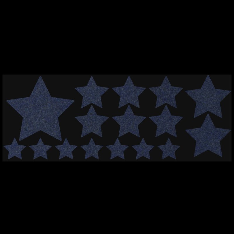 LiteMark Reflective Black Assorted Stars Sticker Decals for Helmets, Bicycles, Strollers, Wheelchairs and More - Pack of 16