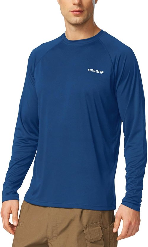 Baleaf Men's UV Protection Shirt - SPF 50+ Long Sleeve Rash Guard for Fishing & Running - Quick Dry Lightweight