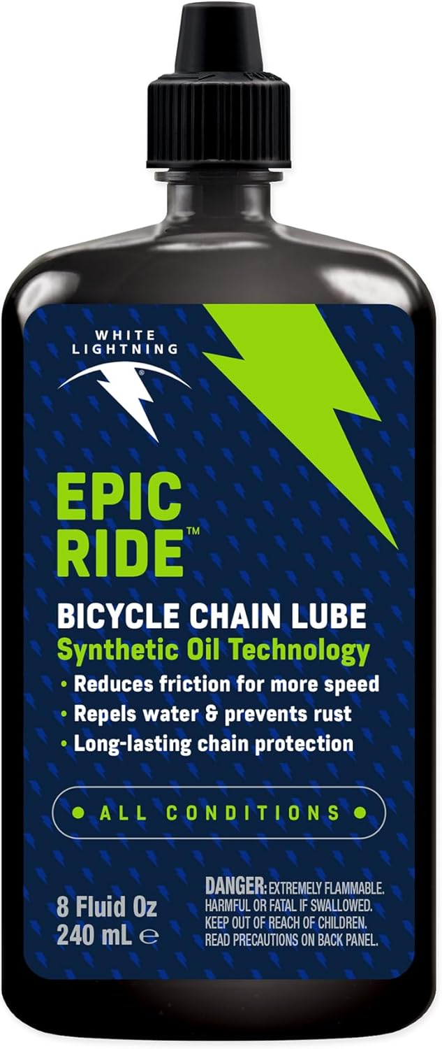 White Lightning Epic Ride Bike Chain Lube - Long-Lasting Clean Lubrication for All Conditions, 2 oz