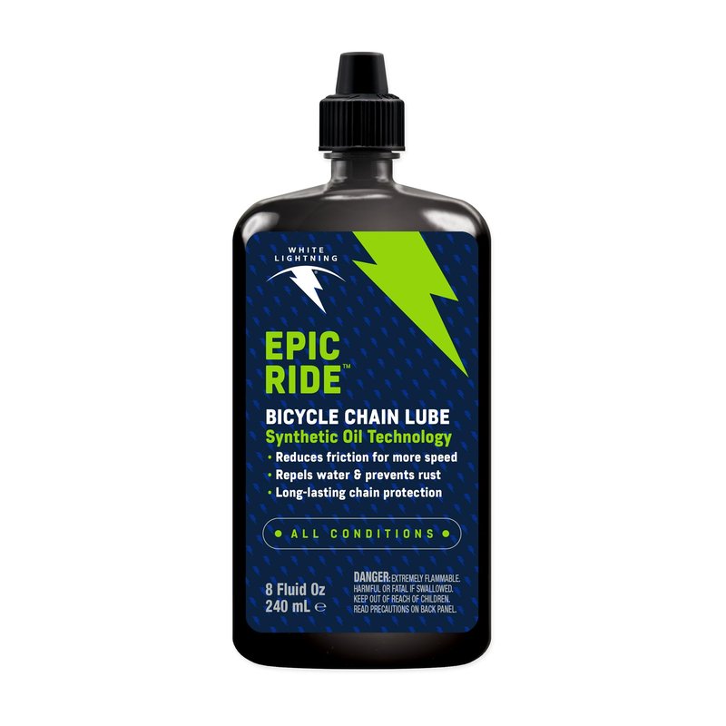 White Lightning Epic Ride All-Conditions Bike Chain Lube – Clean, Long-Lasting Lubrication for Wet & Dry Riding, Rust Protection, Smooth Shifting, 2 oz