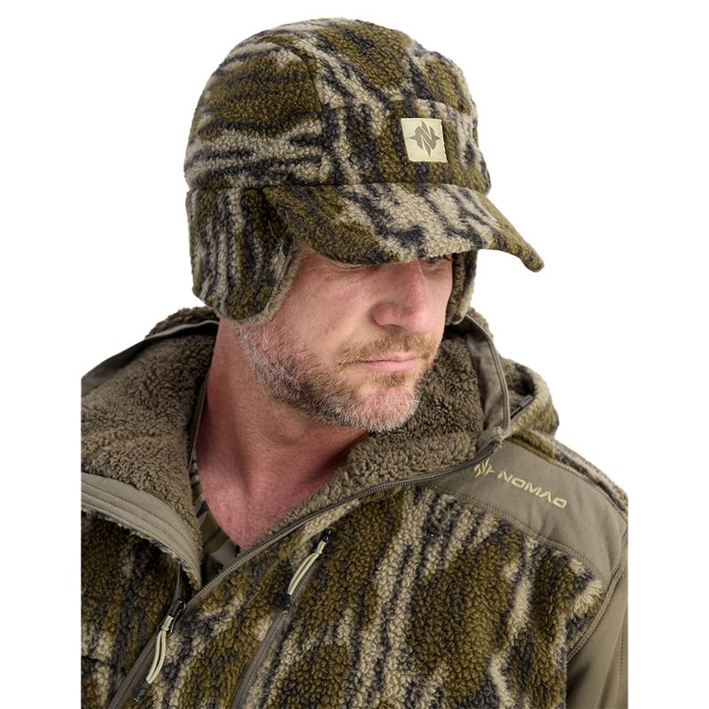 Nomad Mens Cottonwood VX3 Cap, Warm and Durable Hunting Hat, Wind-Resistant with Adjustable Fit, Mossy Oak Bottomland Camo, One Size