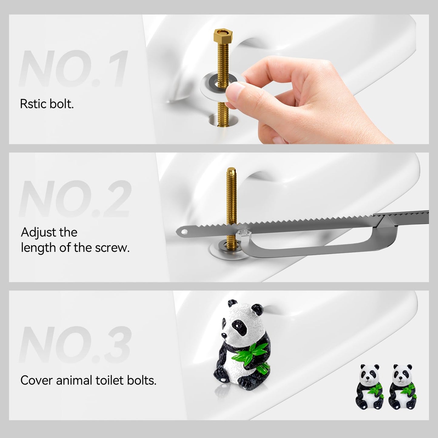 Resin Toilet Bolt Caps: Decorative Toilet Bolt Covers and Functional Bathroom Accessories Set of 2, Swift Installation and Rust Prevention (2pcs Panda)