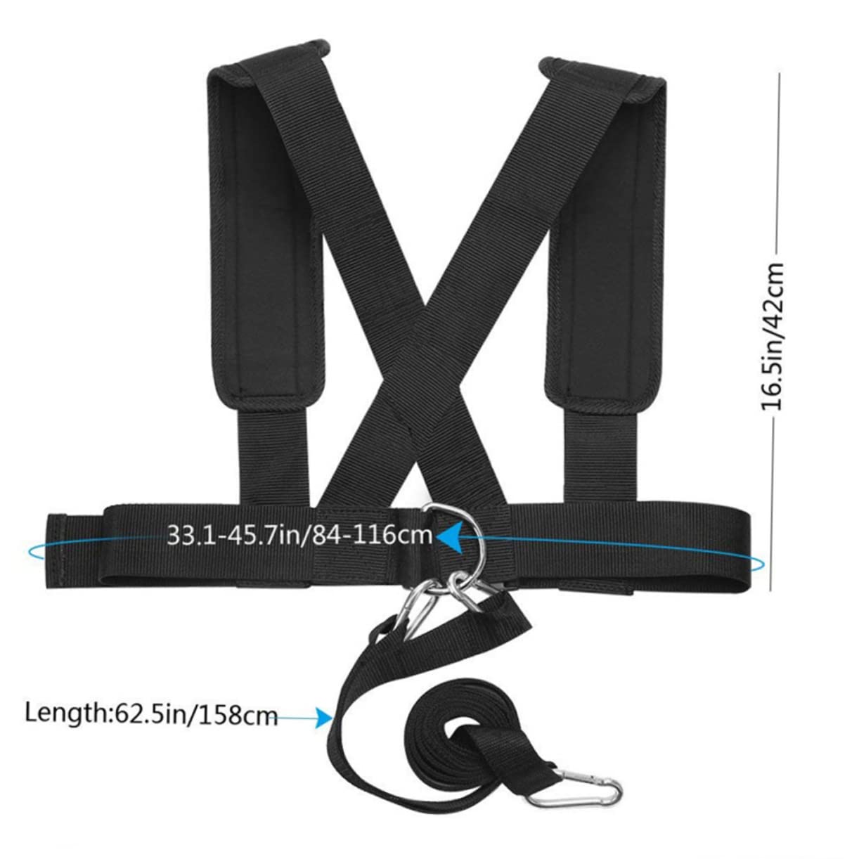 SUPVOX Weight Bearing Supporter Belt with Adjustable Buckle and D-Ring Hooks for Running Training and Strength Workout Heavy Duty Resistance Training Equipment Vest Strap for Gym