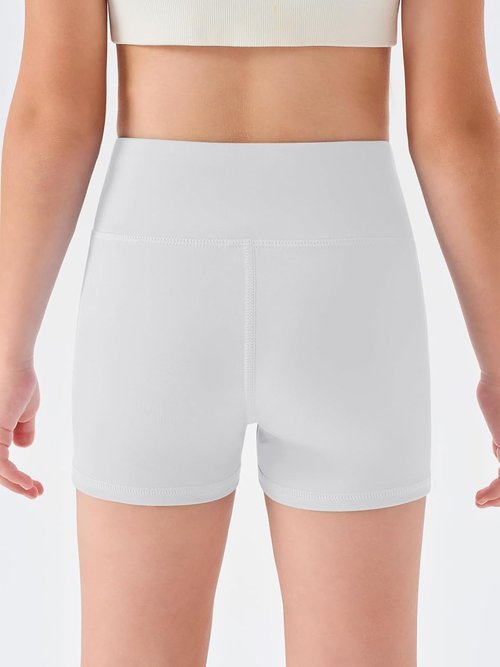 Haloumoning Girls Athletic Shorts - High Waisted Gymnastics & Yoga Biker Shorts | 3 Pack, Ages 5-14
