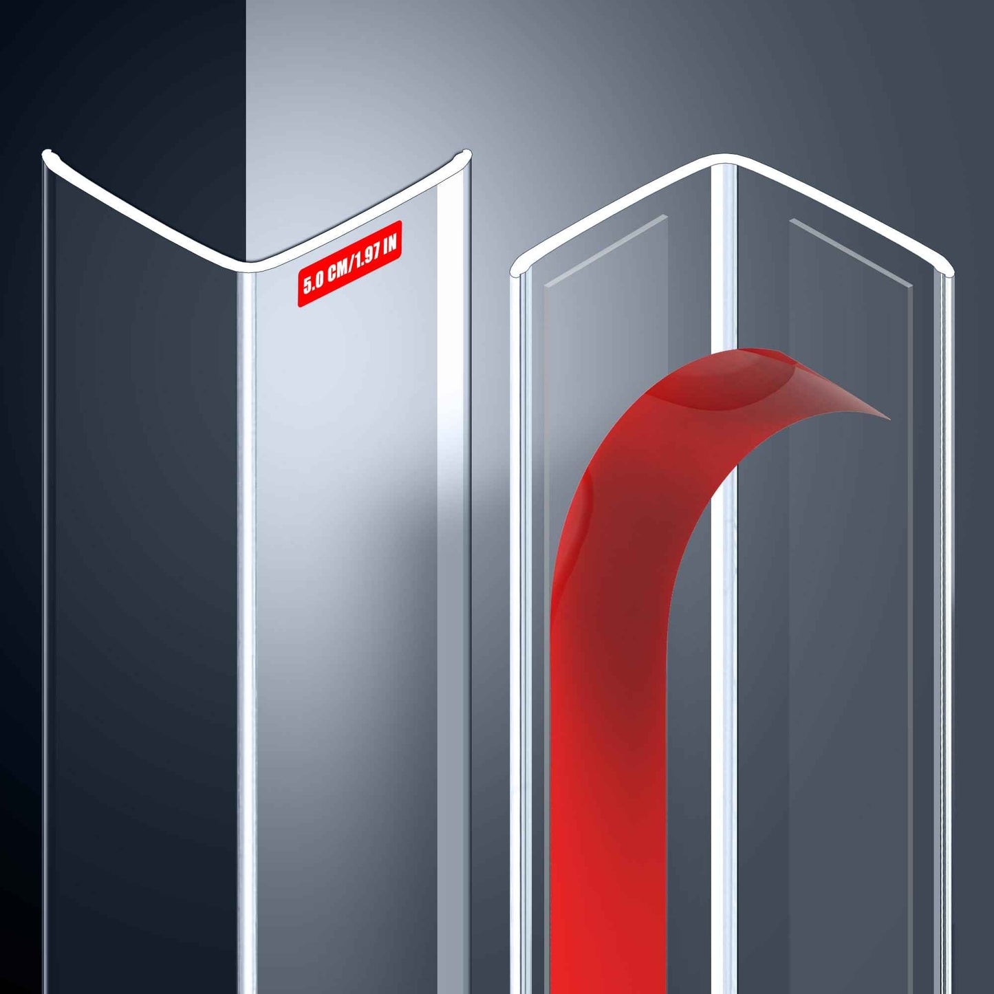 MONOID Wall Corner Protector, 2 PCS Furniture Edge Protection, PC Anti-Bump Guards Avoid Scratching Corner Trim for Door Frame, Table, Countertop, Stair, Self-Adhesive, Clear, 1.97IN×35.43IN/5CM×90CM