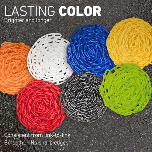 US Weight (Made in USA) 2" x 100' Black Plastic Safety Chain ft. SunShield UV Resistant Technology