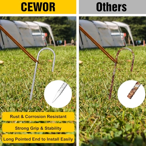 12 Inch J Hook Metal Tent Stakes - 6 Pack Silver