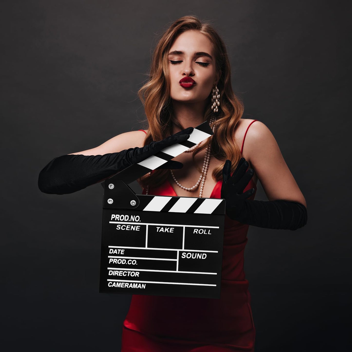 Movie Film Clapboard Hollywood Wooden-Clapper Board Directors Photography Studio Video TV Clapper Board with Erasable Pen Movie Theater Props Decor，Black Clap Board 7.8 X 7.5 inches