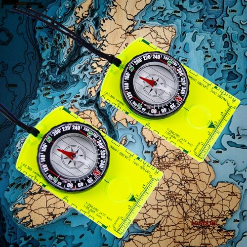 2-Pack Waterproof Orienteering Compass for Kids & Adults - Green