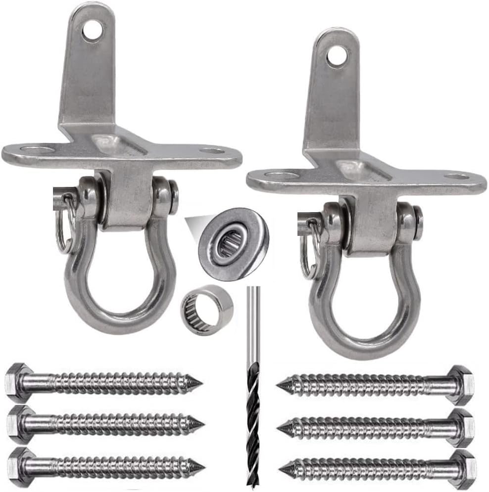 Skiennix Stainless Steel Swing Hangers - Heavy-Duty Anti-Rust Design | 180° Silent Bearing, 1500LB Capacity