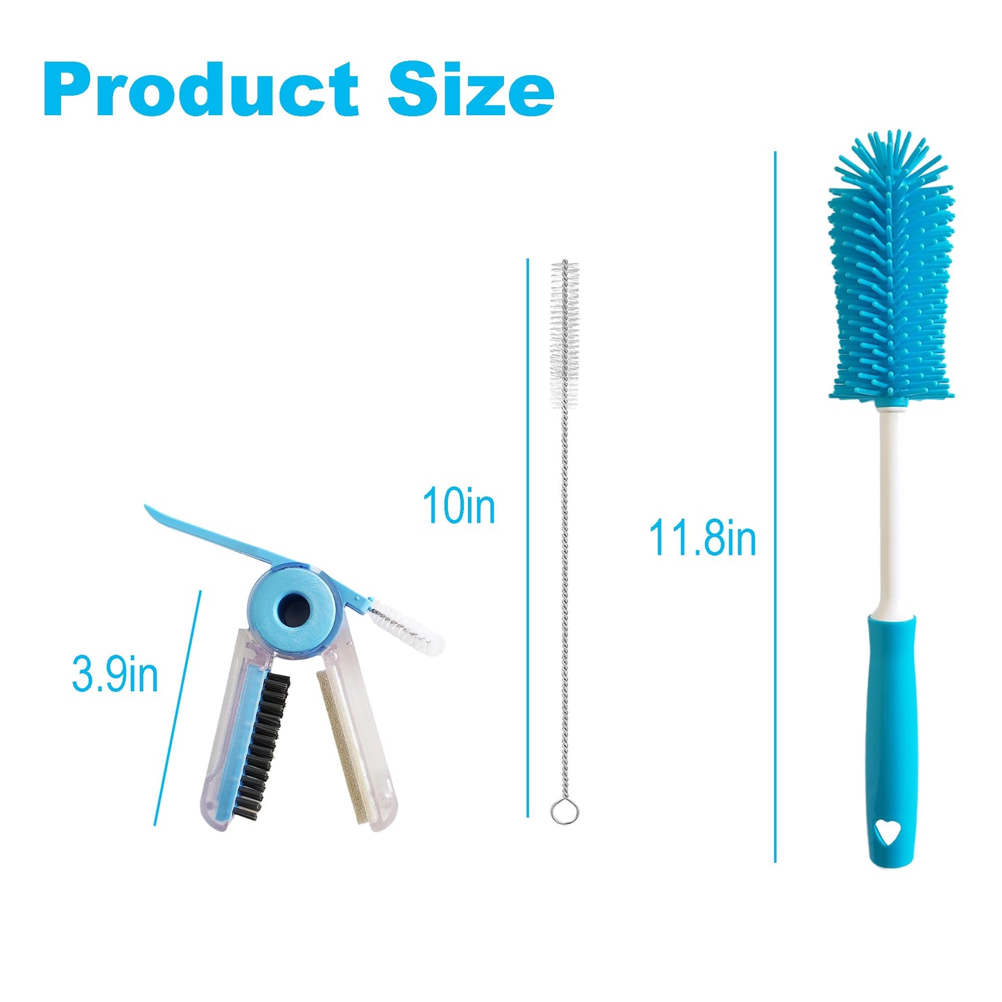 Water Bottle Cleaner Brush Compatible with YETI 20oz/32oz/40oz Tumbler, Multifunctional Bottle Brush with Straw Cleaner Brush for Owala 24oz/32oz/40oz, Cleaning Kit for Stanley Tumbler Cup Accessories