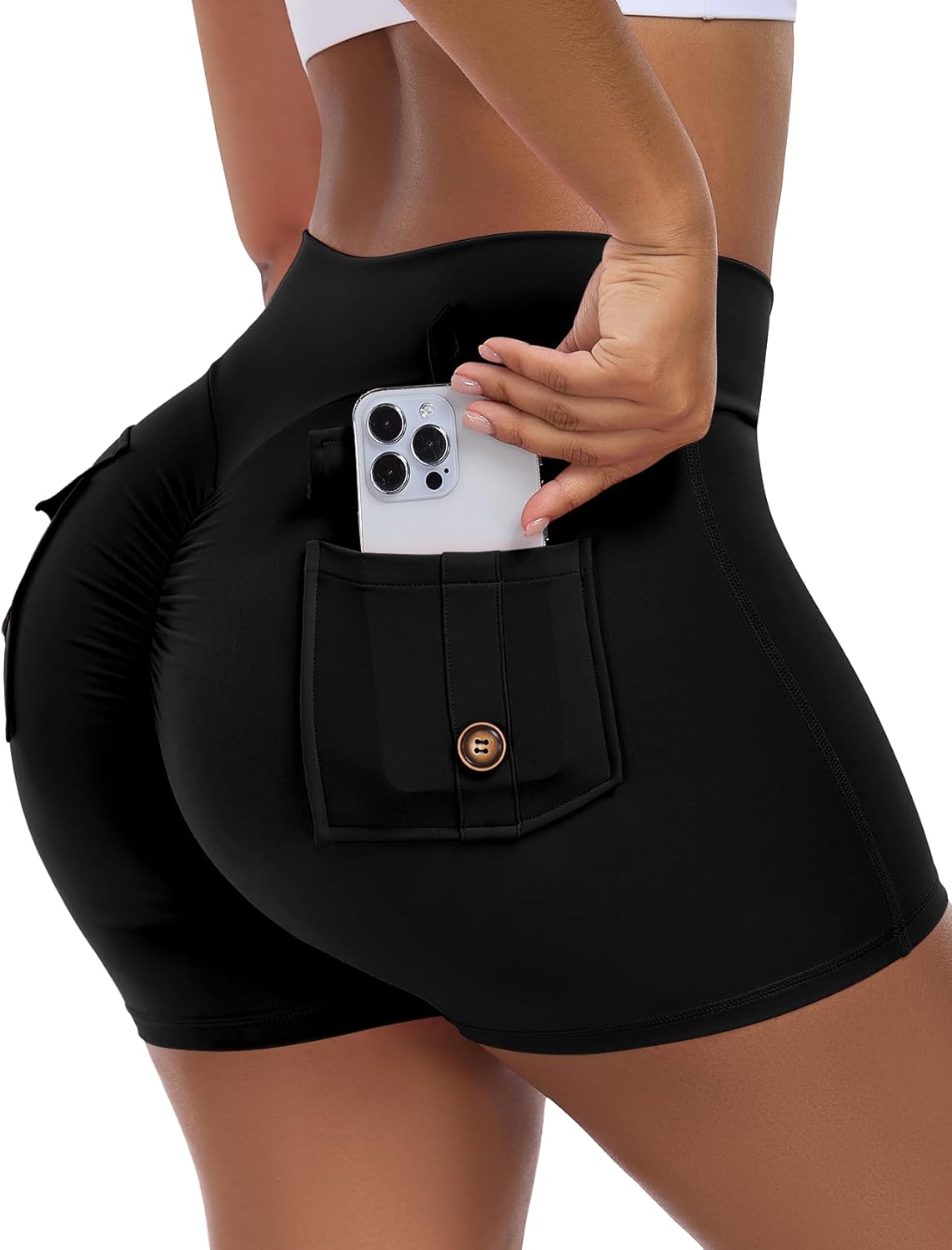 SEASUM Women’s Scrunch Butt Workout Cargo Shorts - V Waist Yoga Booty Lifting | 3"/4.5" Sizes