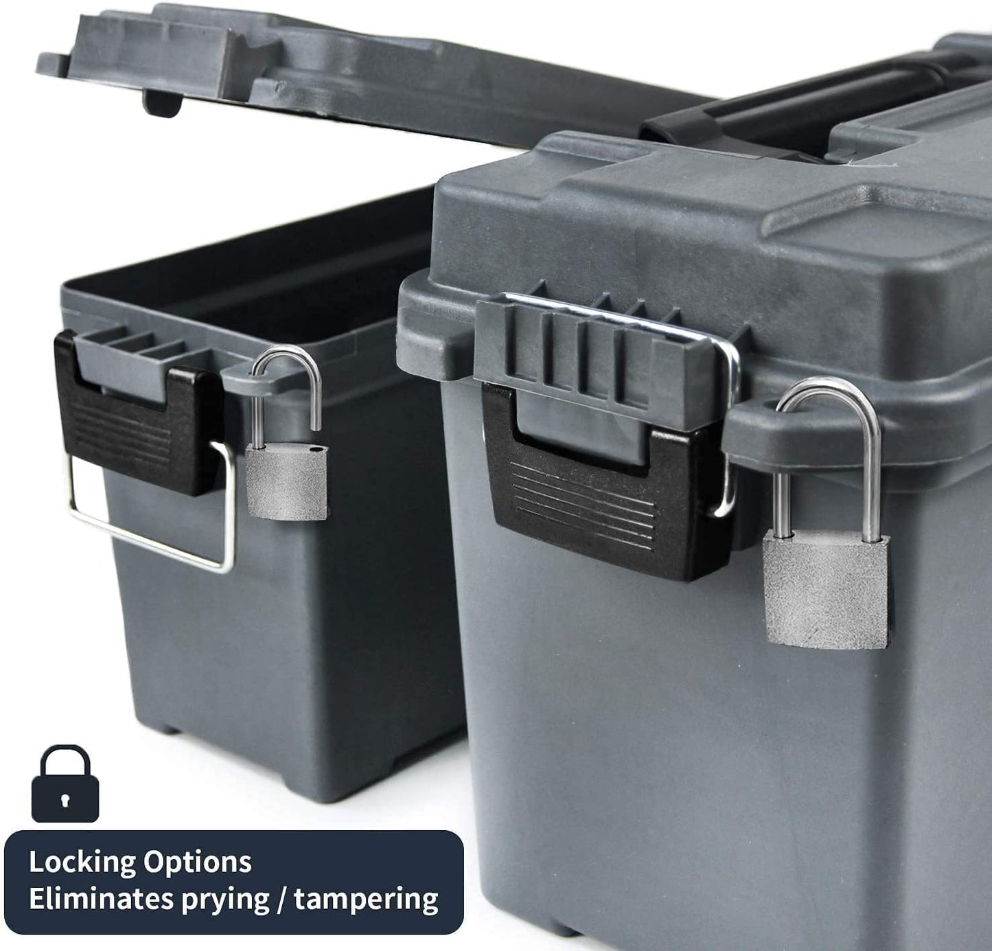 VicBre Ammo Storage Can,Plastic Ammo Storage Box,Combo 2 Pack,Grey