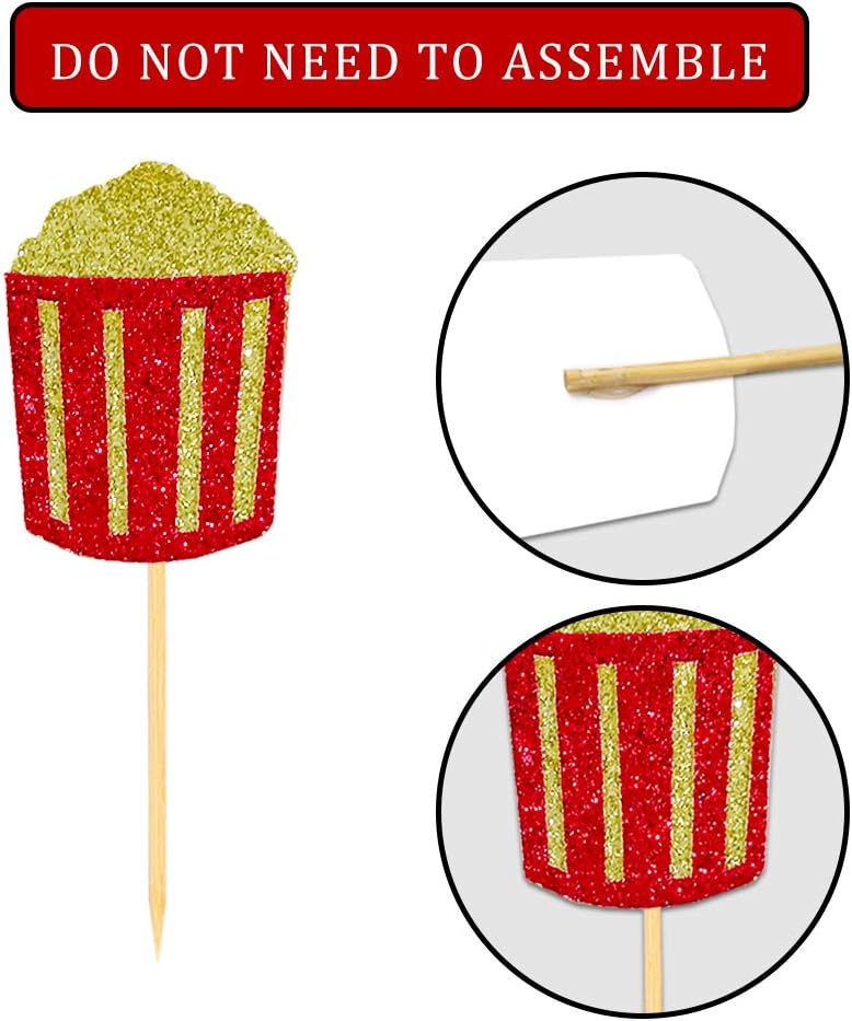 Regine Switzerland Theater Cupcake Toppers - Fun Movie Night Cake Decorations | Set of 24