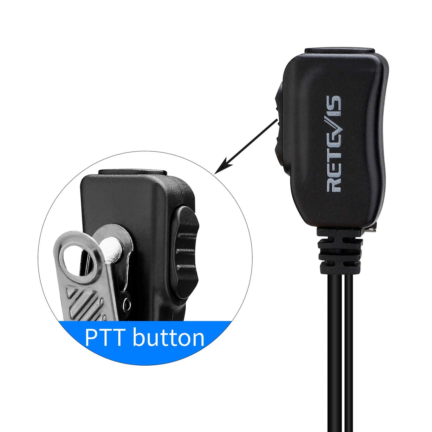 Retevis Adjustable Earhook Walkie Talkie Earpiece with Mic, D Shape Earhook, for RT22 RT68 RT21 H-777, Compatible with Pxton, Baofeng BF-888S, Kenwood Walkie Talkie, 2 Way Radio Headset(6 Pack)
