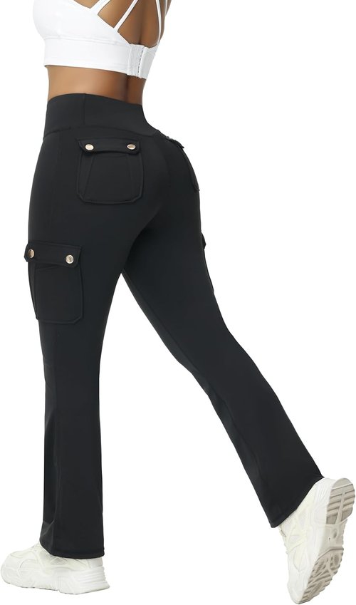 Madrirdma Cargo Leggings - High Waist Workout Pants with Pockets for Women | Flare Yoga Style