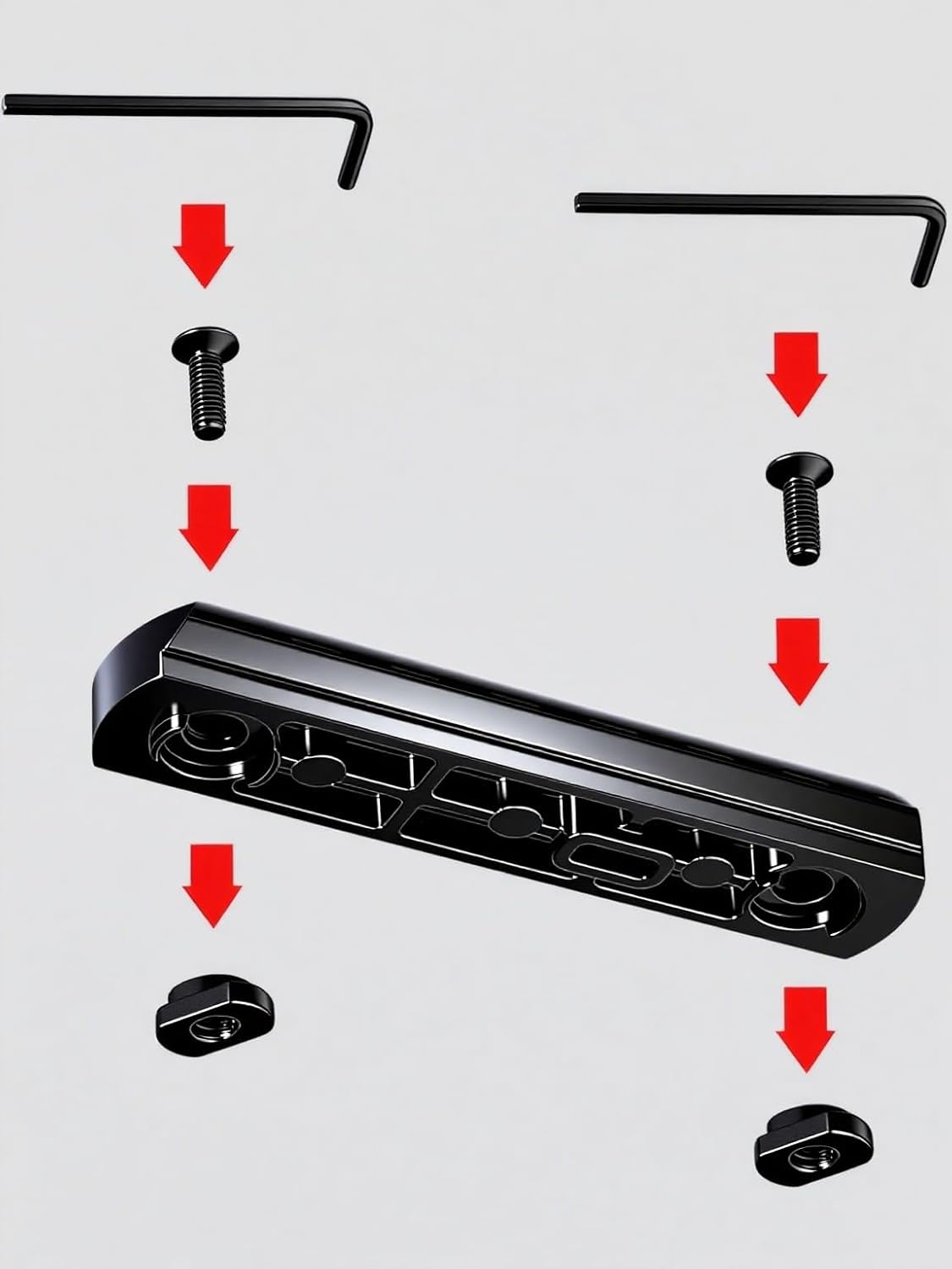 Picatinny Rails Aluminum Section - Includes 12 T-Nuts, 12 Screws & 2 Wrenches for Easy Installation