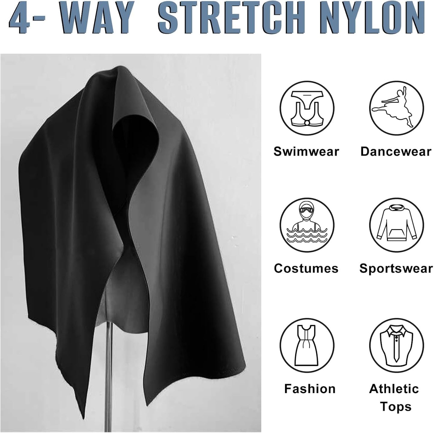 Scuba Knit Fabric - Neoprene Polyester Spandex for Skirts & Jackets - 63'' Wide in Black
