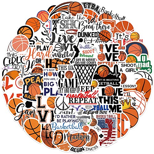 50-Piece Waterproof Vinyl Sticker Set - Basketball Theme Decals