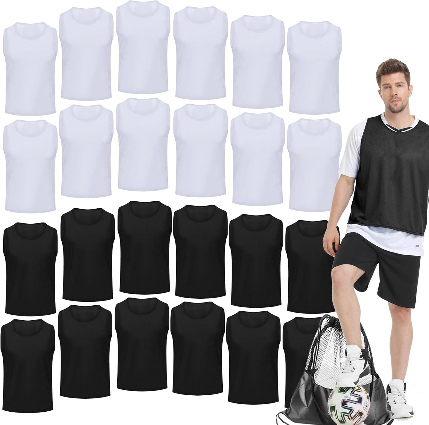 Skiennix Soccer Pinnies - Youth Scrimmage Vests with Numbers for Team Practice | Lightweight & Durable