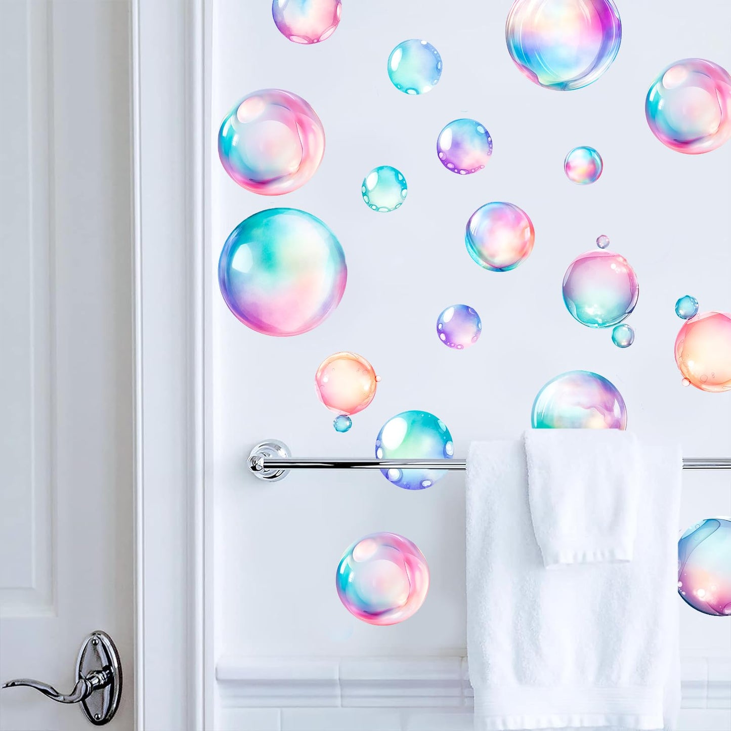 Soap Bubbles Decals,66-Set Colorful Bubble Stickers Undersea World,Bathroom Decals for Walls,Ceramic Tiles and Furniture