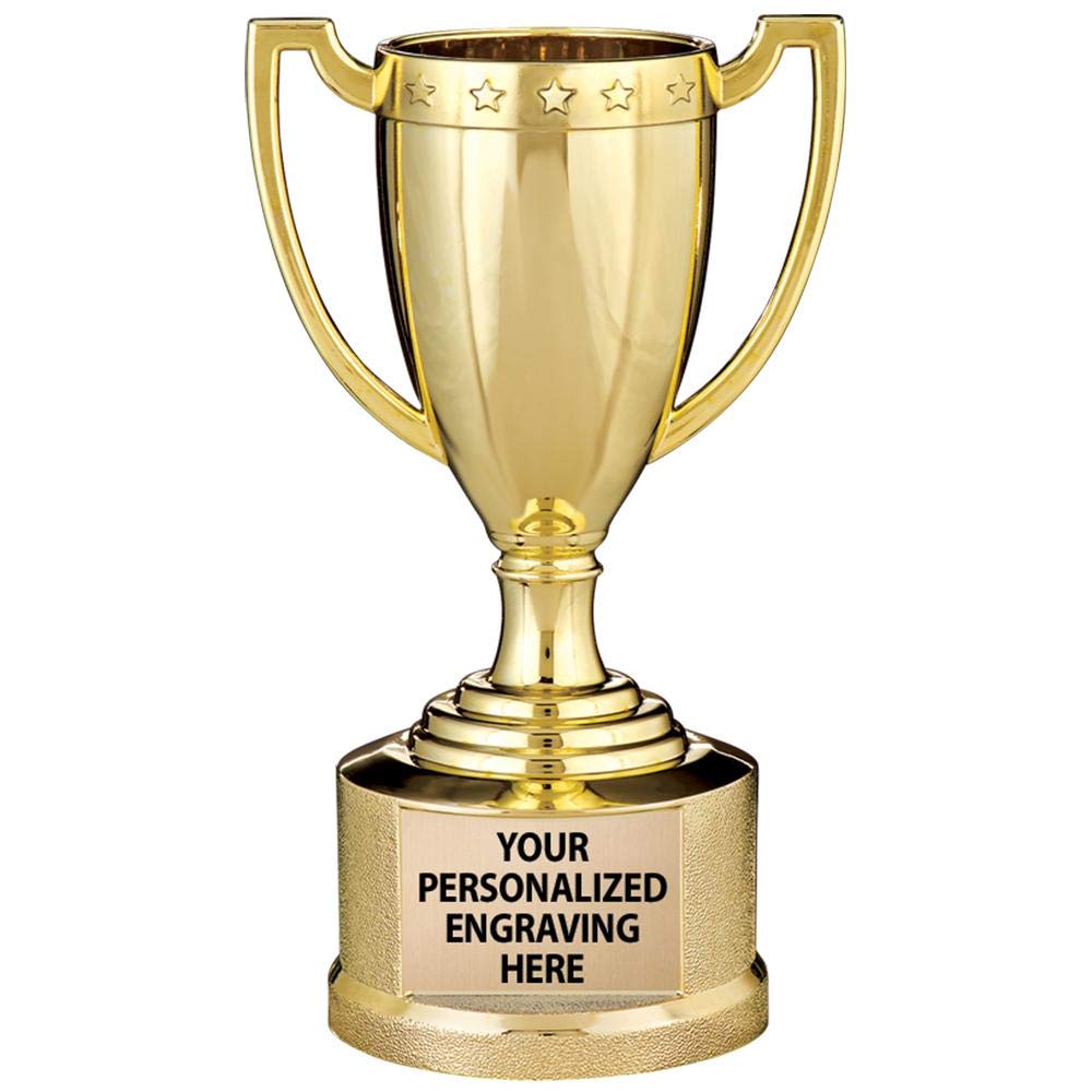 Crown Awards Gold Trophy Cup, 5 1/2" Shiny Gold Award Trophy Cups, Great for Custom Trophy Keepsake, Free Engraving, 1 Pack Prime