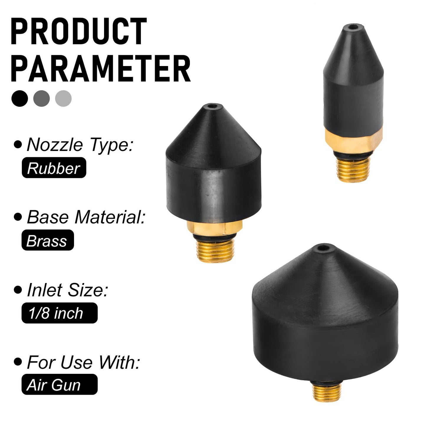 Kodilin 3PCS 1/8-Inch Rubber Tip Set for Air Blow Gun