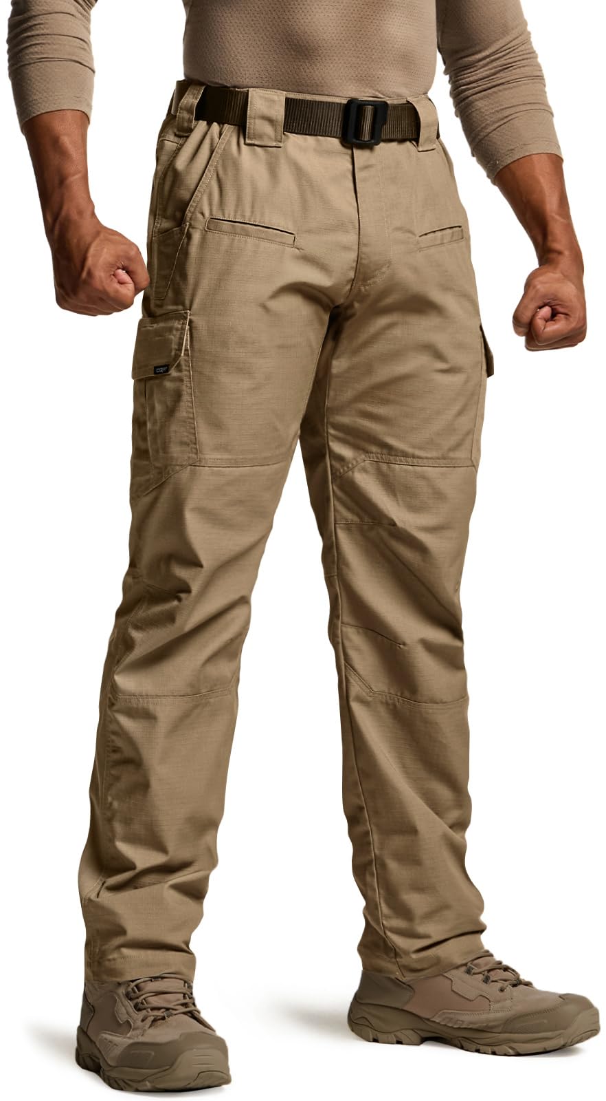 CQR Men's Tactical Pants, Water Resistant Ripstop Cargo Pants, Lightweight EDC Work Hiking Pants, Outdoor Apparel, Raider Cougar, 42W x 32L
