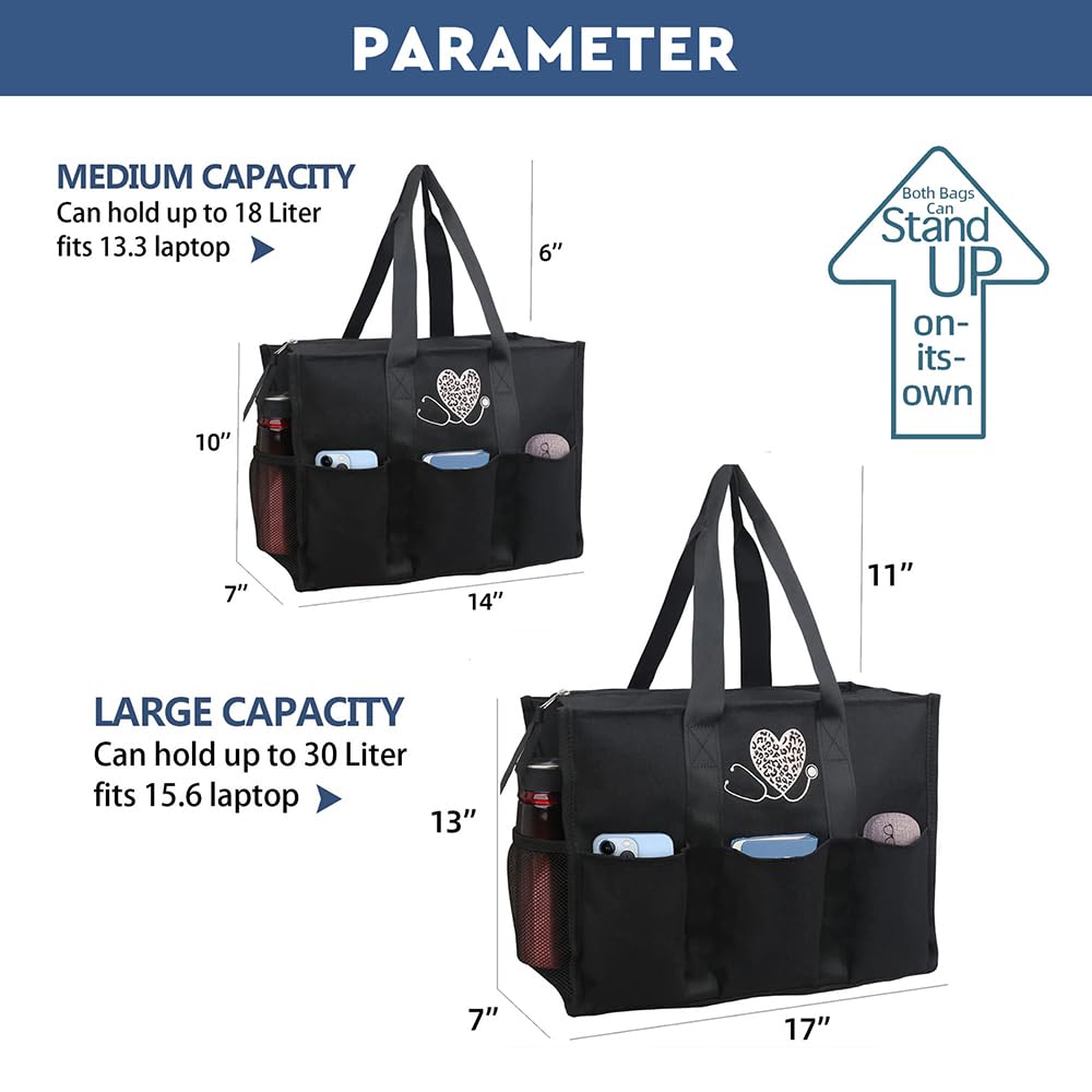 ABAMERICA Nurse Bags for Work Nursing Bag Multiple Pockets Waterproof Organizing Zip Top Clinical Bag for Nursing Students