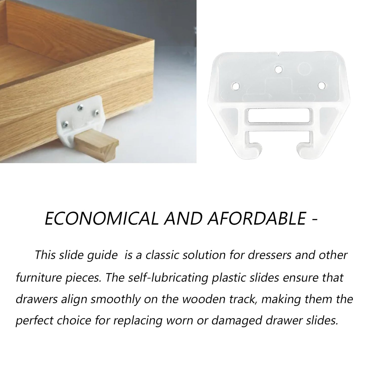 CAMGJORT(12 PCS) Drawer Guides Center Mount 2-7/16 x 1-7/8 x 1/2 Plastic Drawer Track Guides with Screws for Dresser Furniture Cabinet Closet Drawer