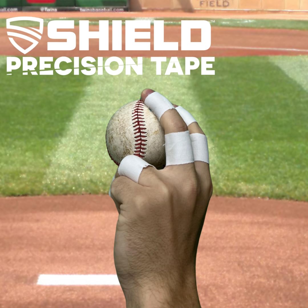 SHIELD Athletic Tape 1 Inch - Precision Cotton Sports Wrap, No Residue - 12 Pack for Fingers & Toes