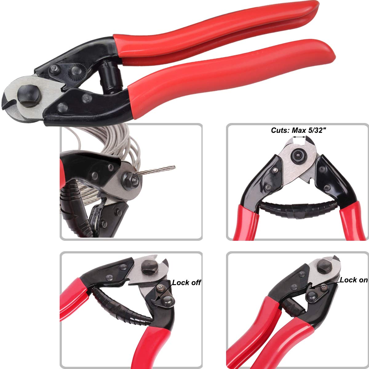 Lulultn Custom Hydraulic Crimper Tool for 1/8 Stainless Steel Cable Railing Kit Hardware System Fittings, with Cable Cutter