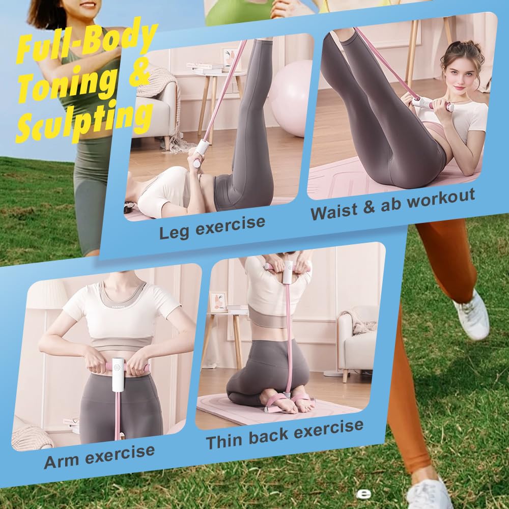 Pedal Resistance Bands with Handles, 2026 New 6-Tubes Manual Tension Training Pedal, Rubber Foot Pedal Resistance Bands, Multifunction Fitness Bands for Abdomen, Waist, Arm, Leg (Purple, Bold 4 Tubes)