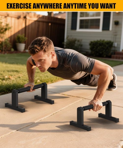 Fiwithy Push Up Bars, Heavy Duty Parallettes Dip Bar with Non-slip Grips for Calisthenics Planche L Sit Handstand Fitness Floor Workout, Pushup Station Handles Stand for Gym Strength Training, Black